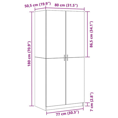 Garderobeskab Med Dør Sort 80 X 51 X 180 Cm Konstrueret Træ - Billede 11