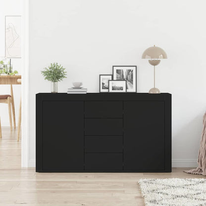 Sideboard Med Skuffe Sort 120 X 36 X 69 Cm Konstrueret Træ - Billede 4