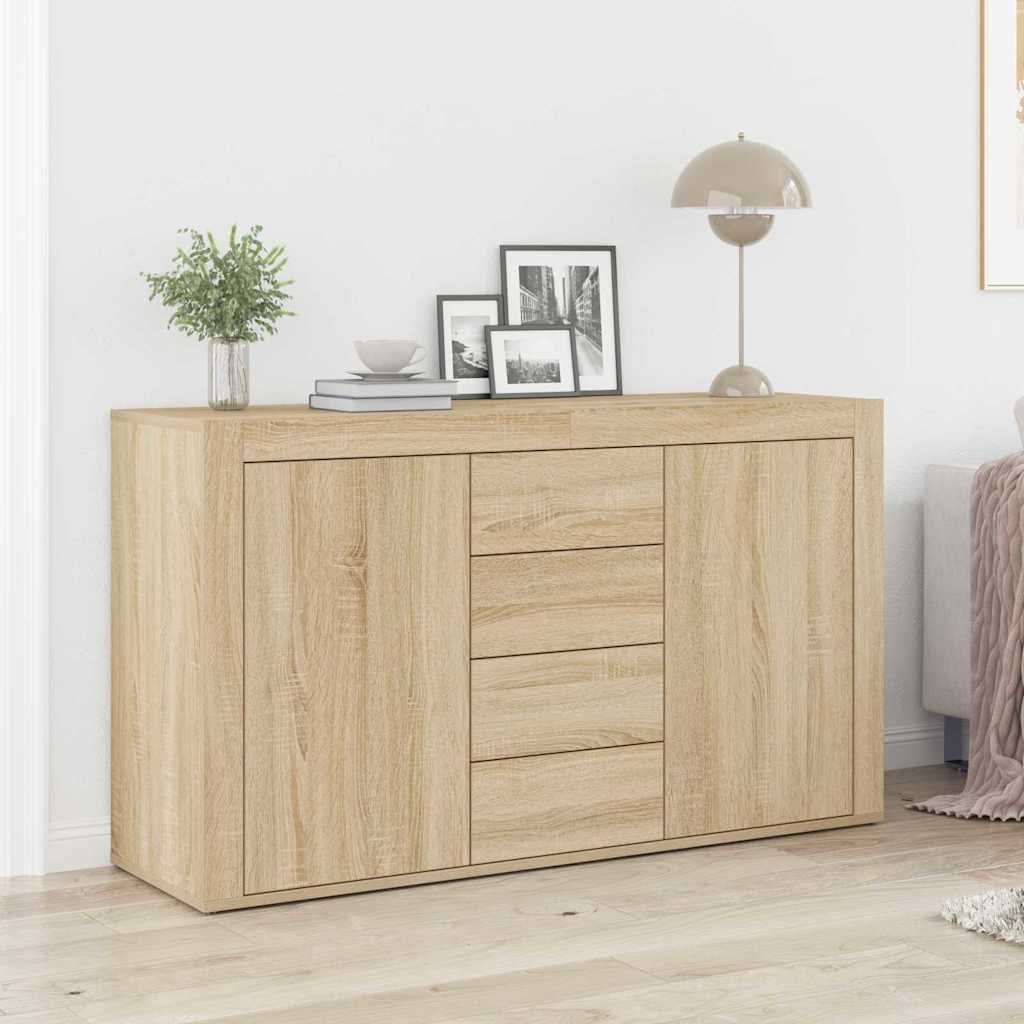 Sideboard Med Skuffe Sonoma-eg 120 X 36 X 69 Cm Konstrueret Træ - Hovedbillede