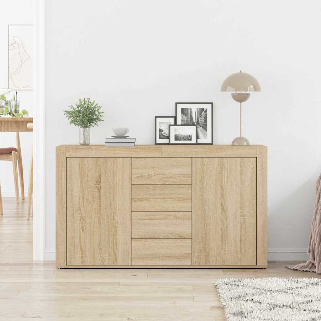 Sideboard Med Skuffe Sonoma-eg 120 X 36 X 69 Cm Konstrueret Træ - Billede 4