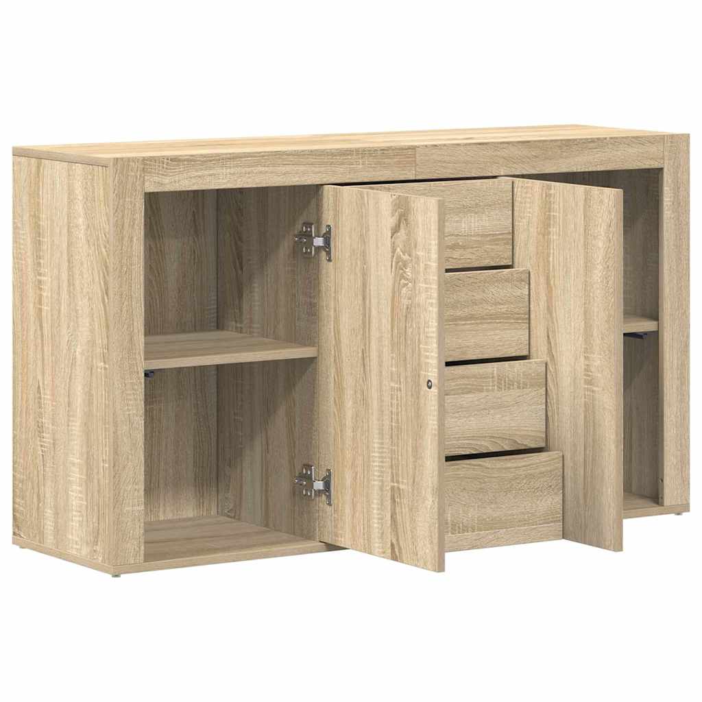 Sideboard Med Skuffe Sonoma-eg 120 X 36 X 69 Cm Konstrueret Træ - Billede 5