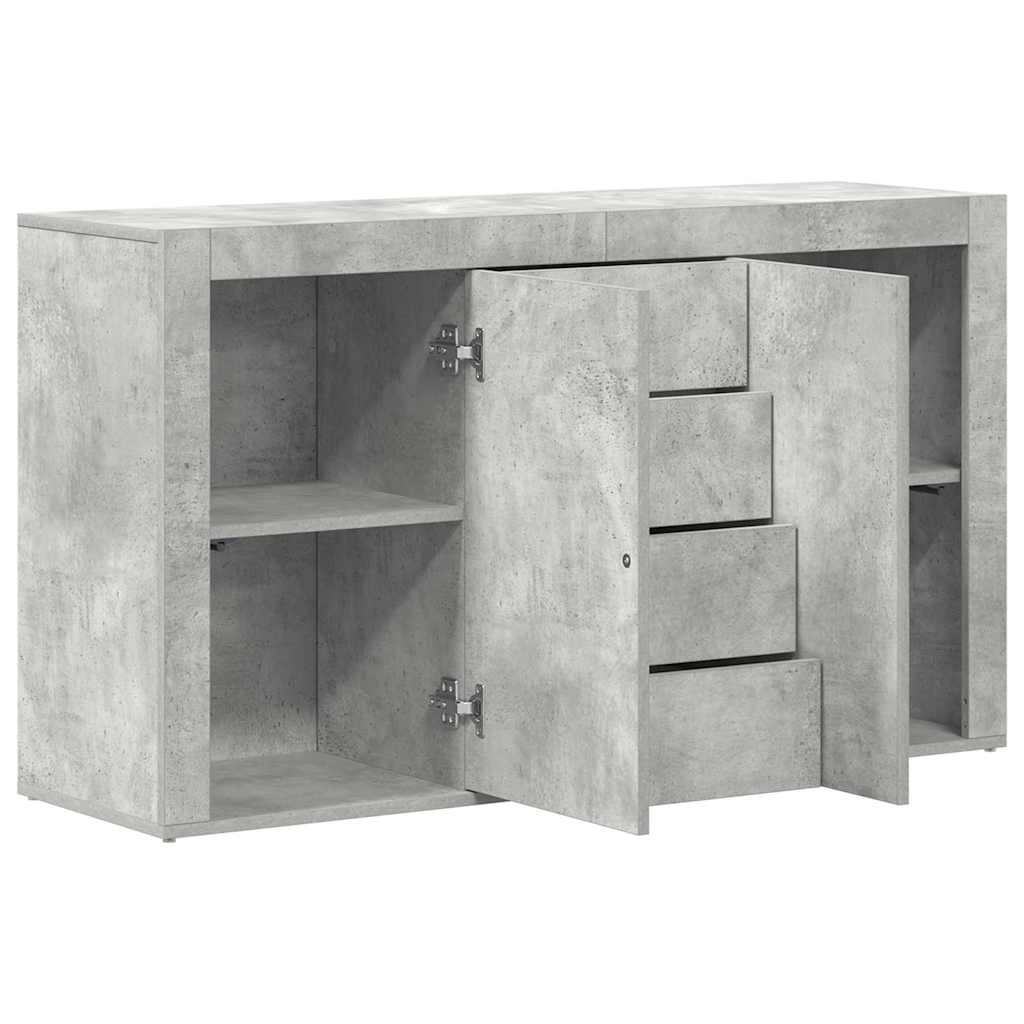 Sideboard Med Skuffe Betongrå 120 X 36 X 69 Cm Konstrueret Træ - Billede 5