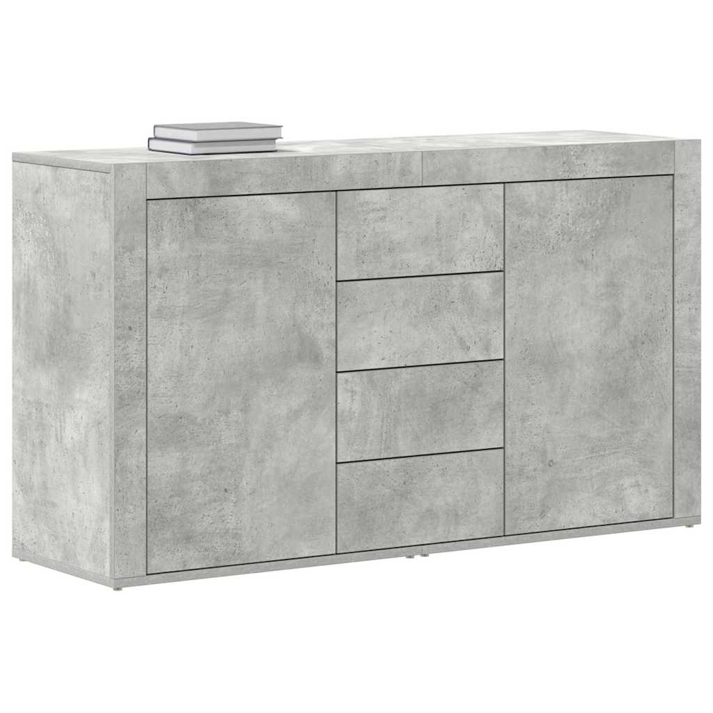 Sideboard Med Skuffe Betongrå 120 X 36 X 69 Cm Konstrueret Træ - Billede 3