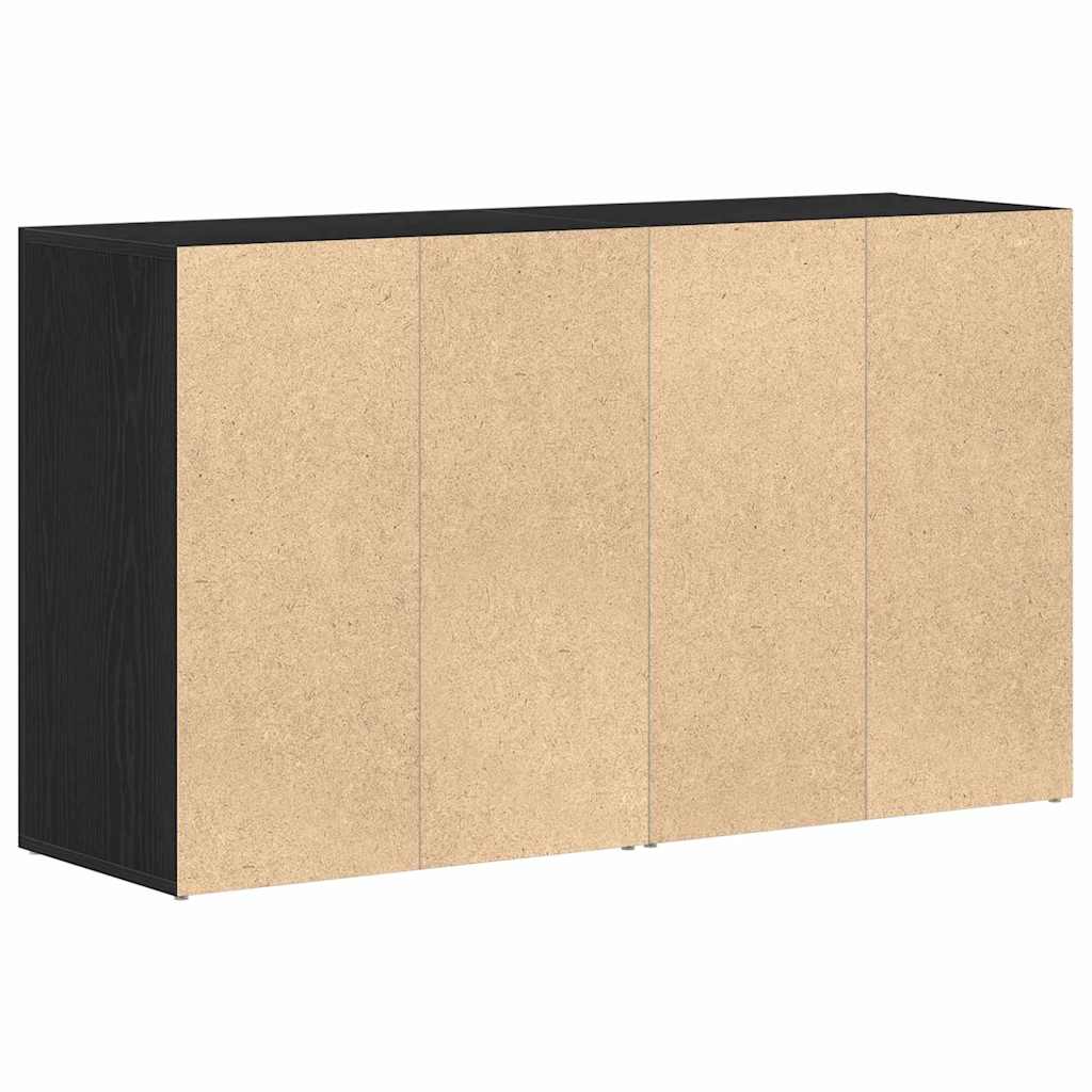 Sideboard Med Skuffe Sort Eg 120 X 36 X 69 Cm Konstrueret Træ - Billede 8