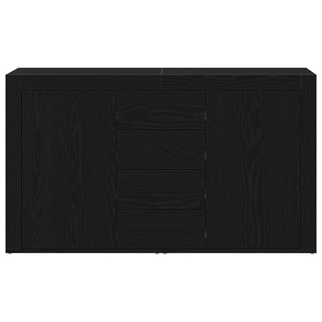 Sideboard Med Skuffe Sort Eg 120 X 36 X 69 Cm Konstrueret Træ - Billede 6
