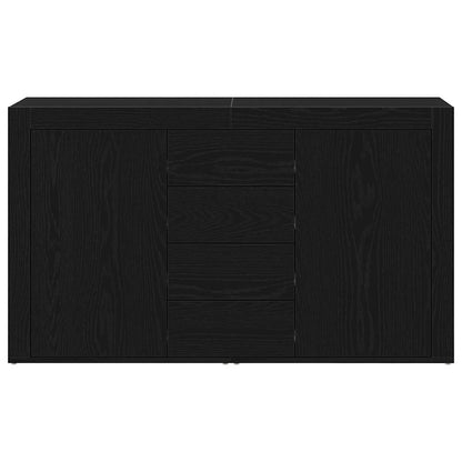 Sideboard Med Skuffe Sort Eg 120 X 36 X 69 Cm Konstrueret Træ - Billede 6