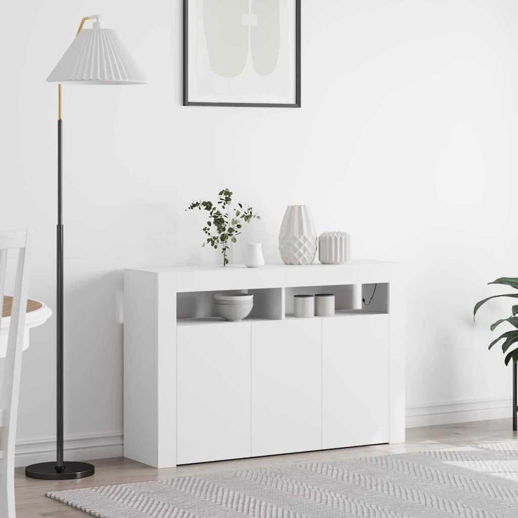 Sideboard Hvid 116 X 30 X 75 Cm Konstrueret Træ - Hovedbillede