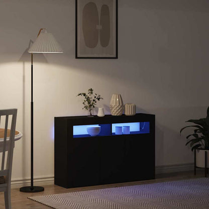 Sideboard Sort 116 X 30 X 75 Cm Konstrueret Træ - Billede 5
