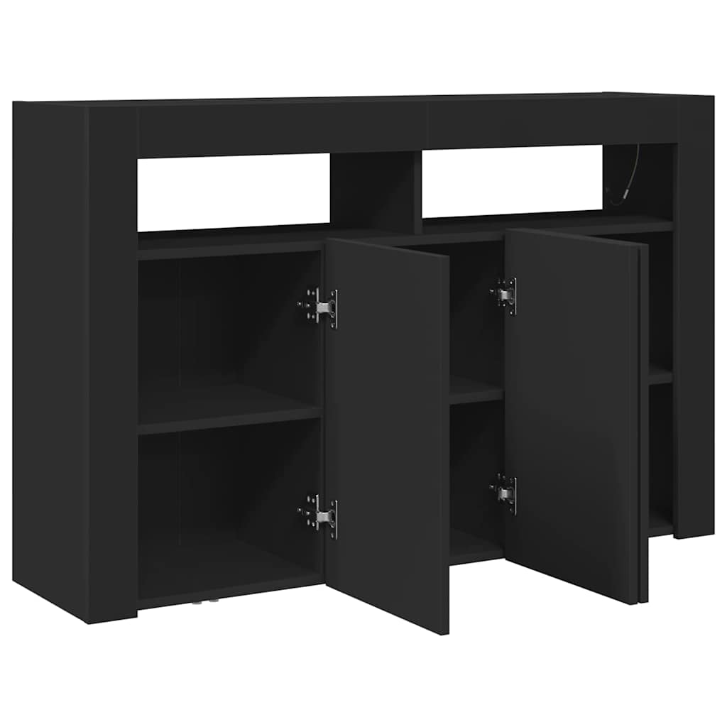 Sideboard Sort 116 X 30 X 75 Cm Konstrueret Træ - Billede 6