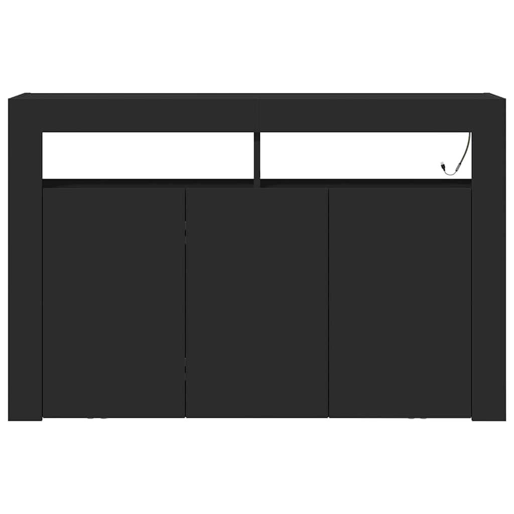Sideboard Sort 116 X 30 X 75 Cm Konstrueret Træ - Billede 7