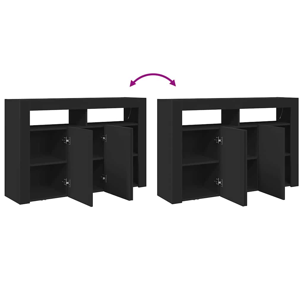 Sideboard Sort 116 X 30 X 75 Cm Konstrueret Træ - Billede 13