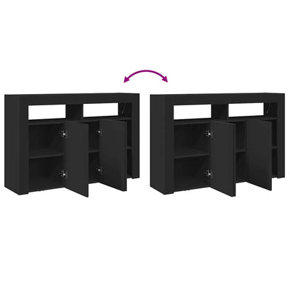Sideboard Sort 116 X 30 X 75 Cm Konstrueret Træ - Billede 13