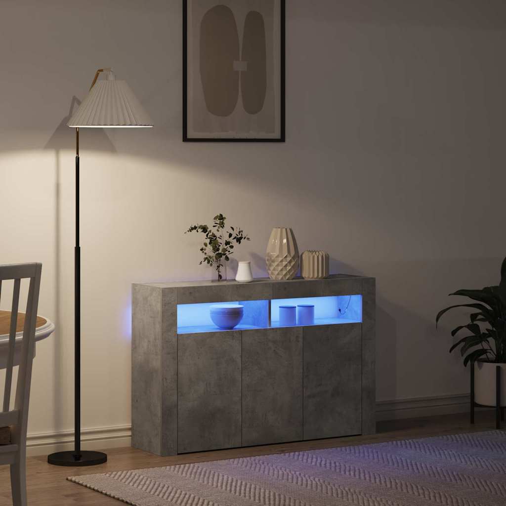 Sideboard Betongrå 116 X 30 X 75 Cm Konstrueret Træ - Billede 5