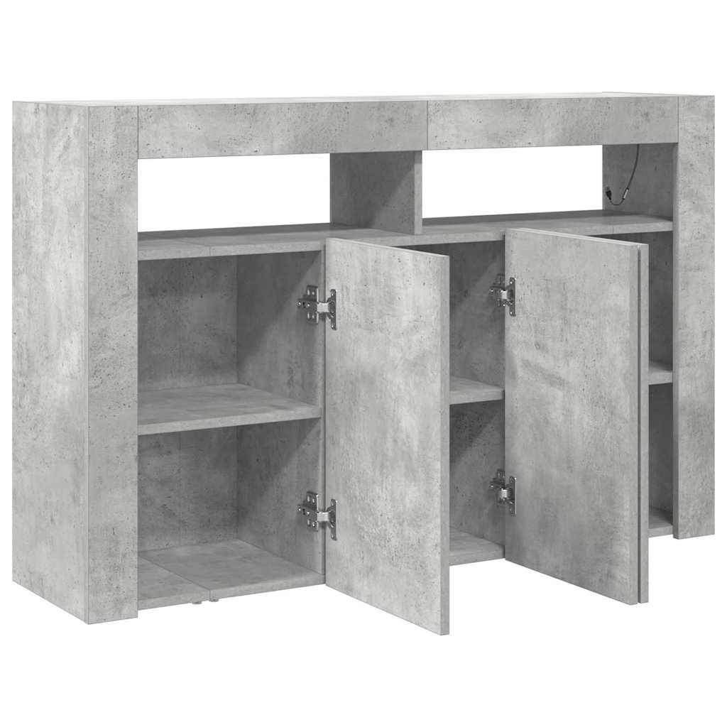 Sideboard Betongrå 116 X 30 X 75 Cm Konstrueret Træ - Billede 6