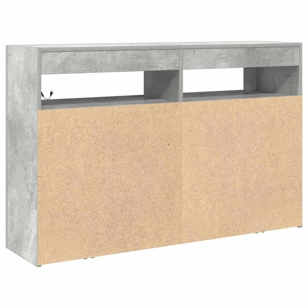 Sideboard Betongrå 116 X 30 X 75 Cm Konstrueret Træ - Billede 9