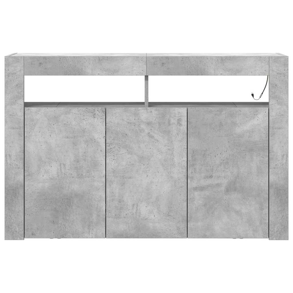 Sideboard Betongrå 116 X 30 X 75 Cm Konstrueret Træ - Billede 7