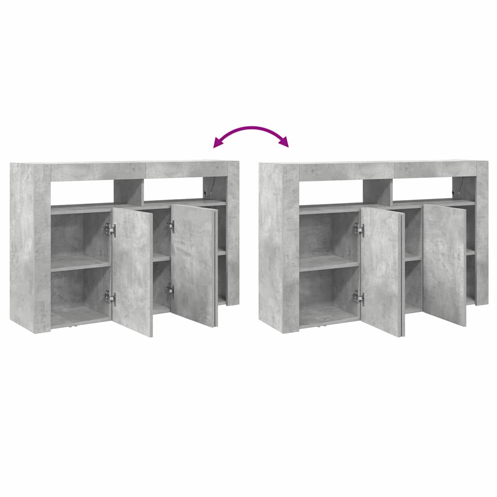 Sideboard Betongrå 116 X 30 X 75 Cm Konstrueret Træ - Billede 13