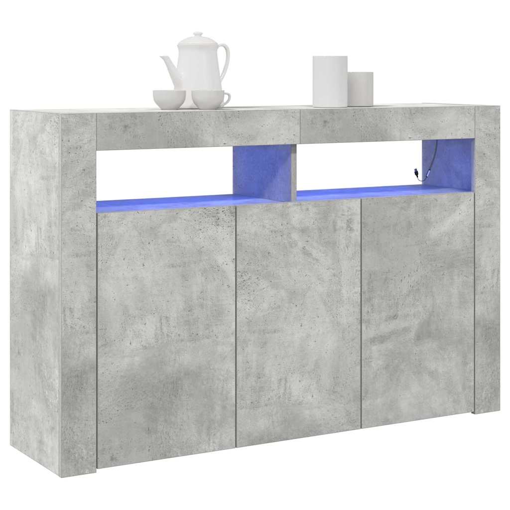 Sideboard Betongrå 116 X 30 X 75 Cm Konstrueret Træ - Billede 3