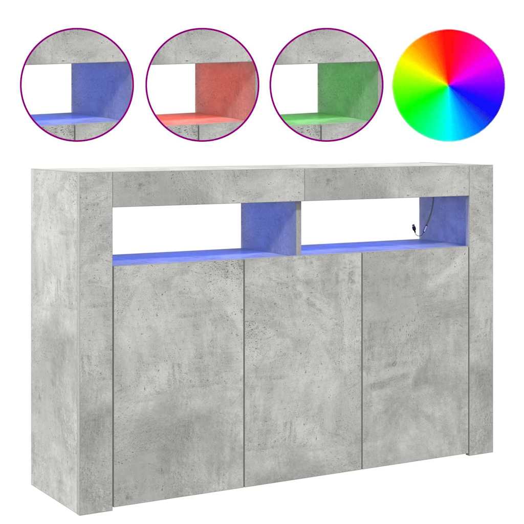Sideboard Betongrå 116 X 30 X 75 Cm Konstrueret Træ - Billede 4