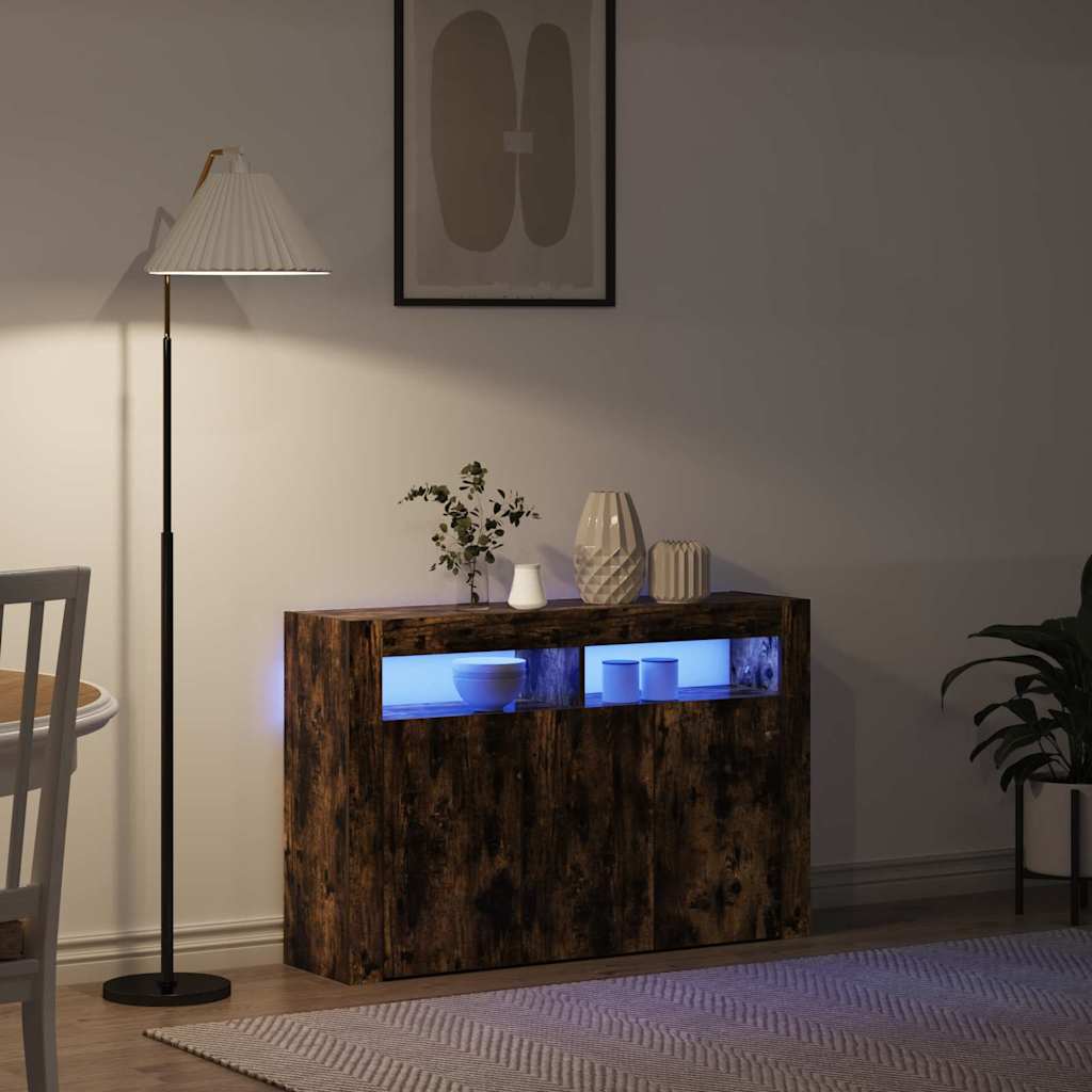 Sideboard Røget Eg 116 X 30 X 75 Cm Konstrueret Træ - Billede 5