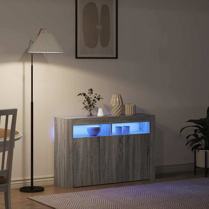 Sideboard Grå Sonoma-eg 116 X 30 X 75 Cm Konstrueret Træ - Billede 5
