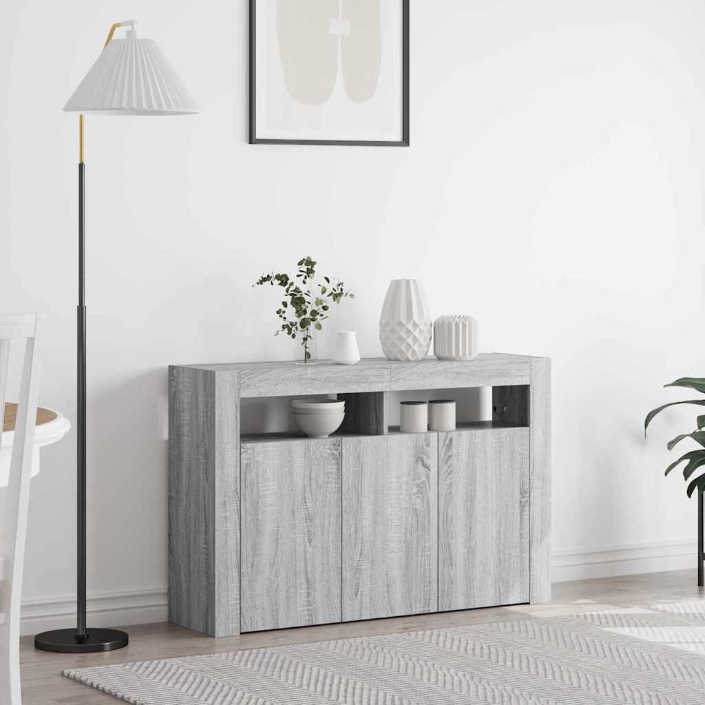 Sideboard Grå Sonoma-eg 116 X 30 X 75 Cm Konstrueret Træ - Hovedbillede