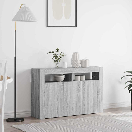 Sideboard Grå Sonoma-eg 116 X 30 X 75 Cm Konstrueret Træ - Hovedbillede