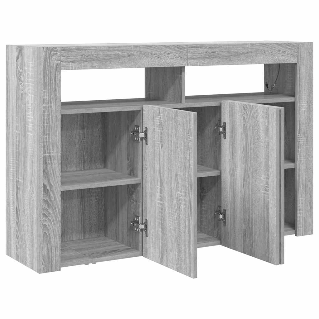 Sideboard Grå Sonoma-eg 116 X 30 X 75 Cm Konstrueret Træ - Billede 6