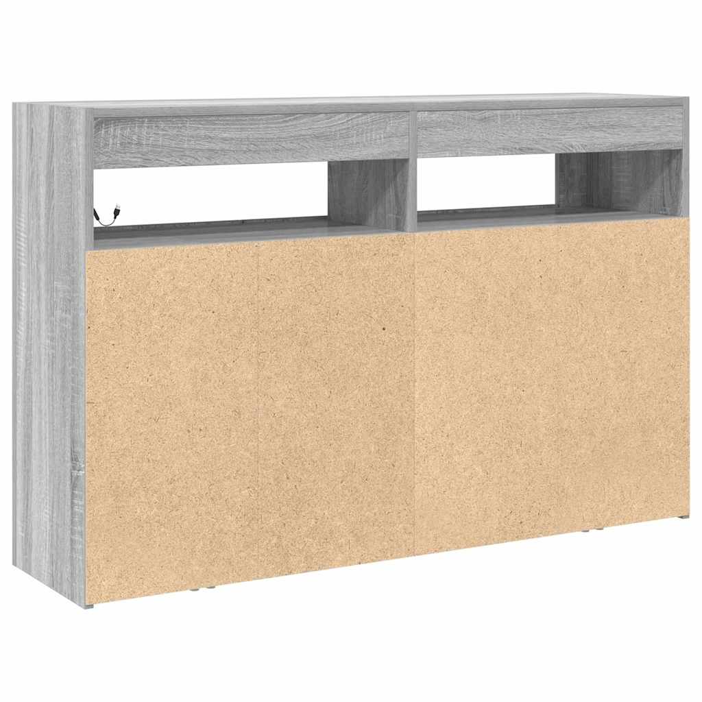 Sideboard Grå Sonoma-eg 116 X 30 X 75 Cm Konstrueret Træ - Billede 9