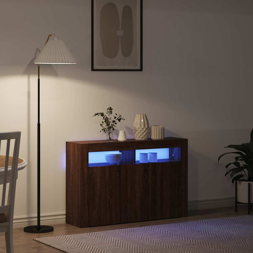 Sideboard Brun Eg 116 X 30 X 75 Cm Konstrueret Træ - Billede 5