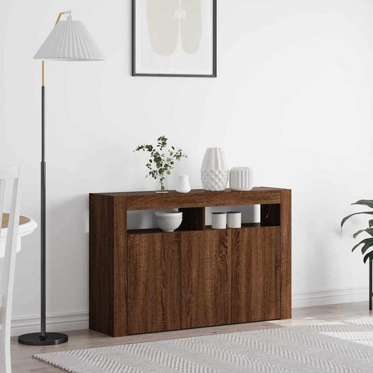 Sideboard Brun Eg 116 X 30 X 75 Cm Konstrueret Træ - Hovedbillede