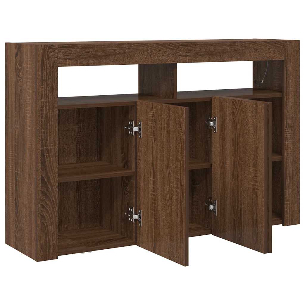 Sideboard Brun Eg 116 X 30 X 75 Cm Konstrueret Træ - Billede 6