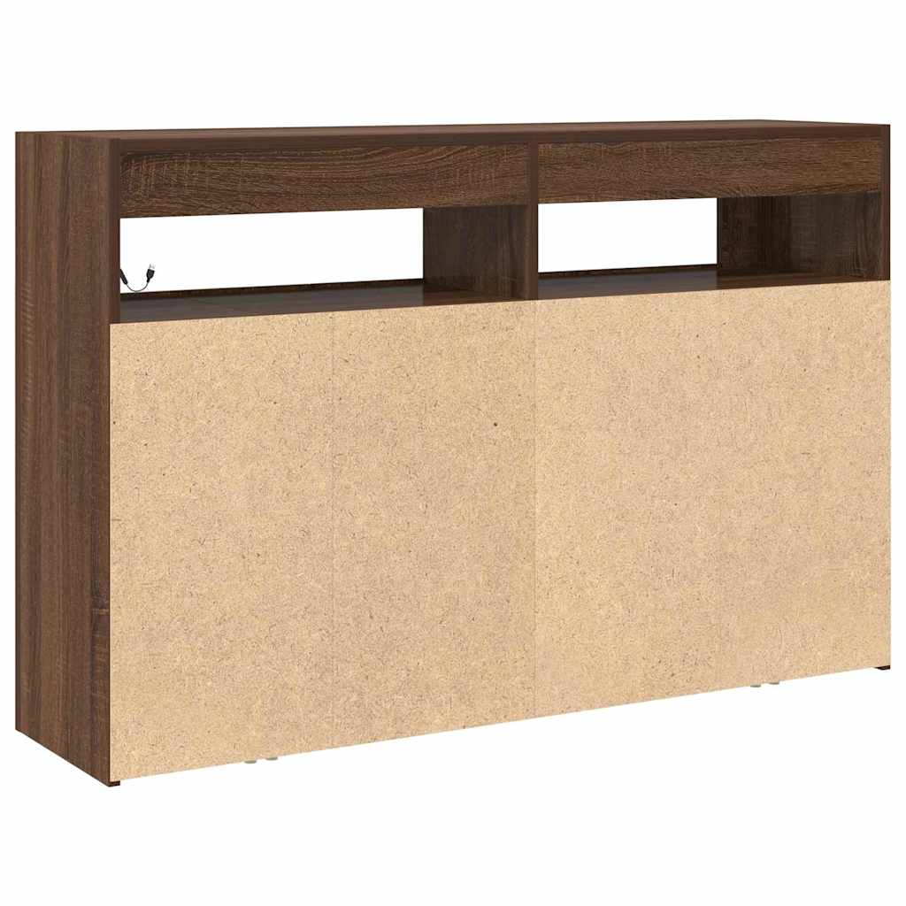 Sideboard Brun Eg 116 X 30 X 75 Cm Konstrueret Træ - Billede 9