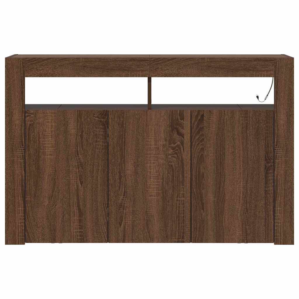 Sideboard Brun Eg 116 X 30 X 75 Cm Konstrueret Træ - Billede 7