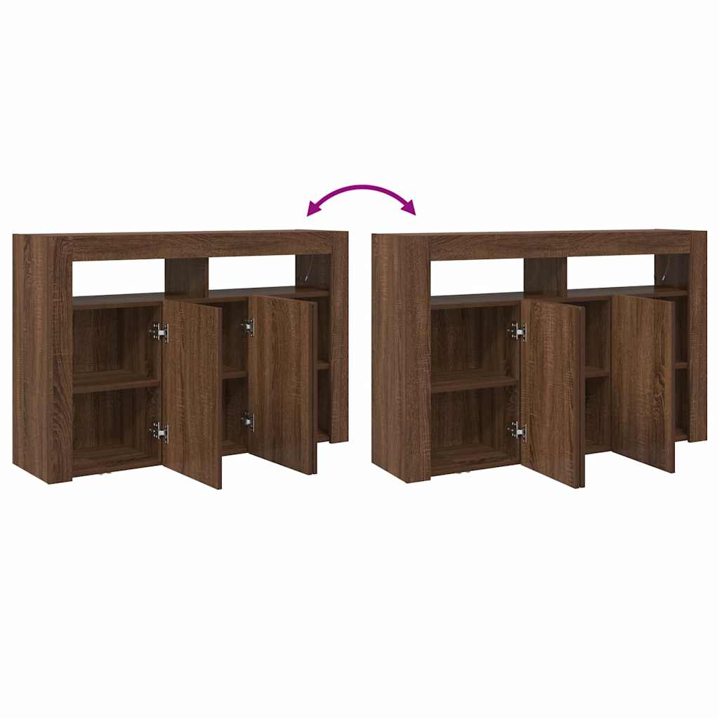 Sideboard Brun Eg 116 X 30 X 75 Cm Konstrueret Træ - Billede 13