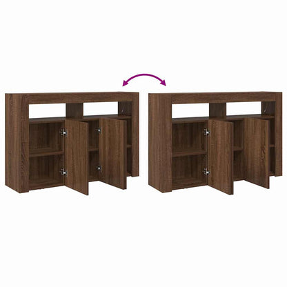 Sideboard Brun Eg 116 X 30 X 75 Cm Konstrueret Træ - Billede 13