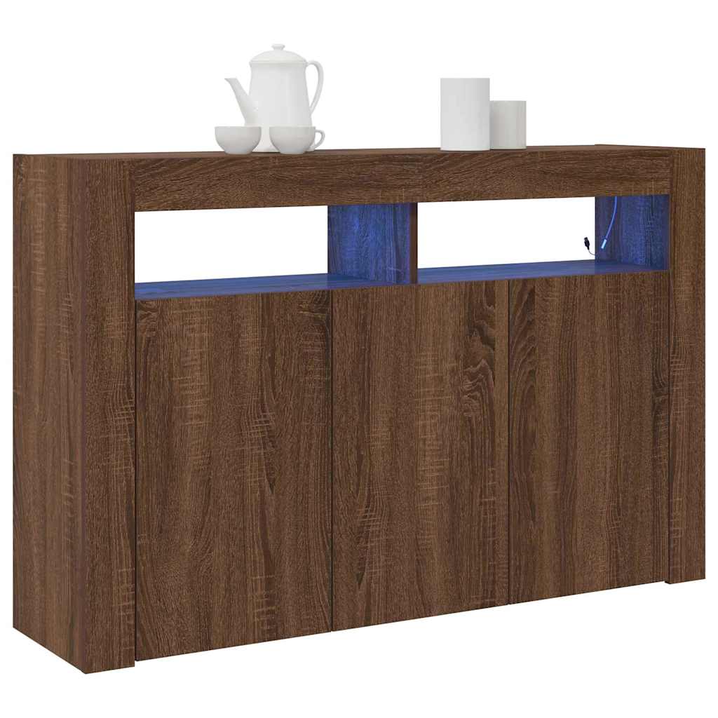 Sideboard Brun Eg 116 X 30 X 75 Cm Konstrueret Træ - Billede 3