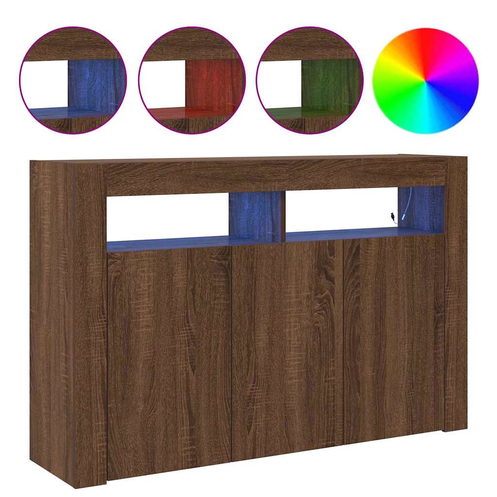Sideboard Brun Eg 116 X 30 X 75 Cm Konstrueret Træ - Billede 4