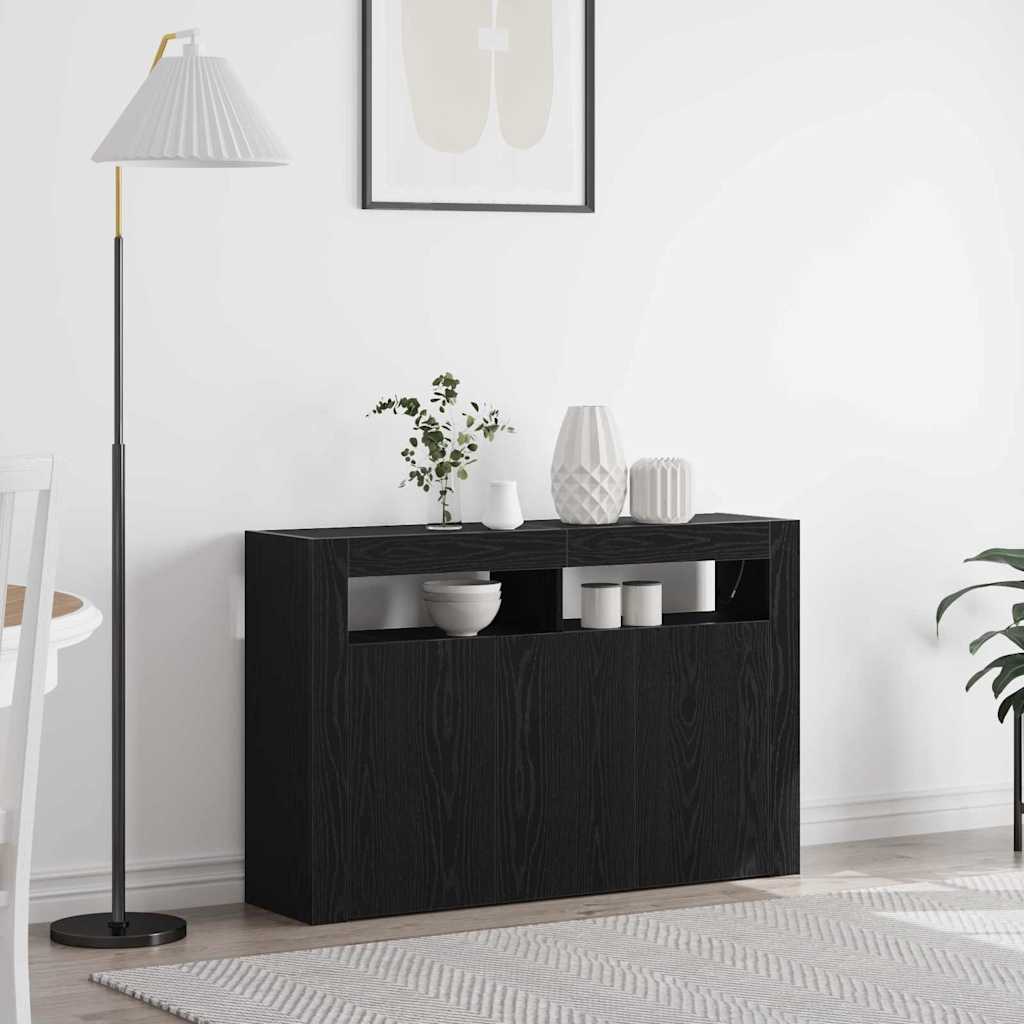 Sideboard Sort Eg 116 X 30 X 75 Cm Konstrueret Træ - Hovedbillede