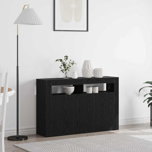 Sideboard Sort Eg 116 X 30 X 75 Cm Konstrueret Træ - Hovedbillede