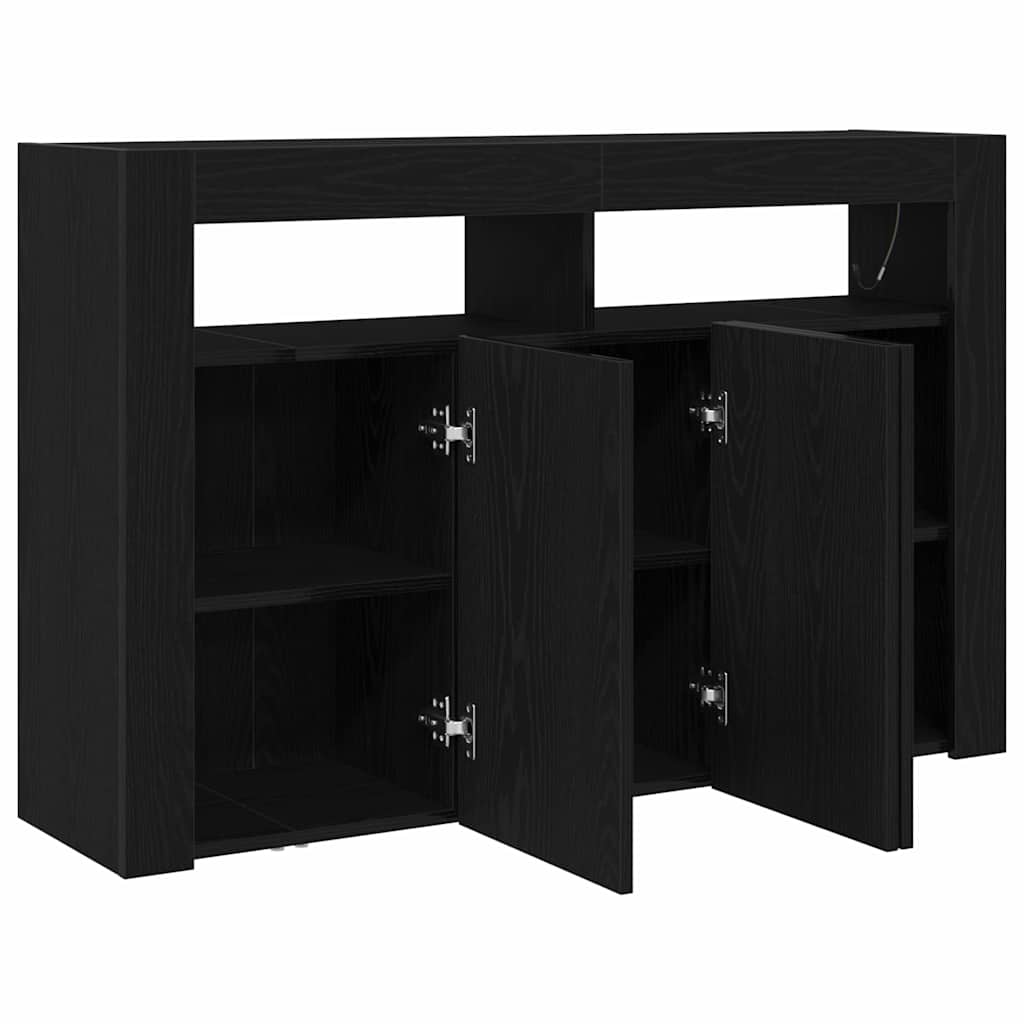 Sideboard Sort Eg 116 X 30 X 75 Cm Konstrueret Træ - Billede 6