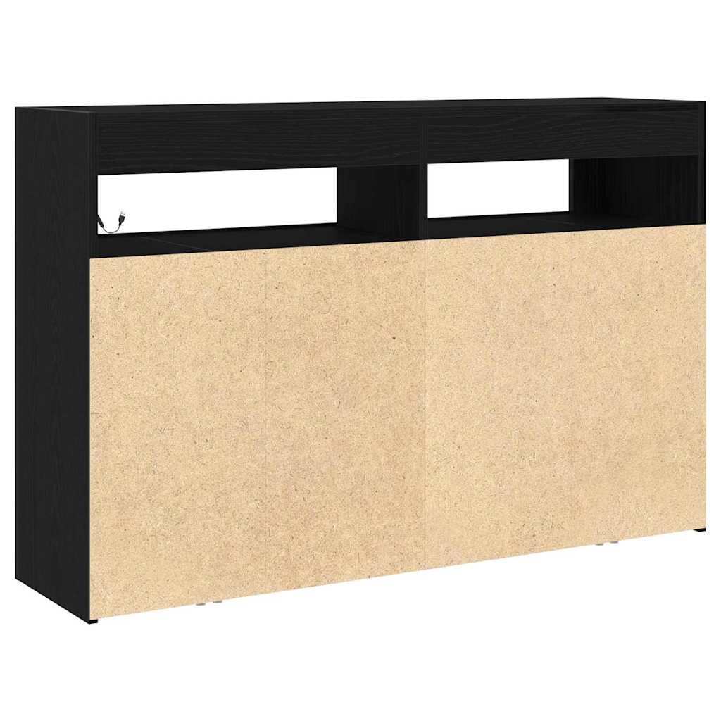 Sideboard Sort Eg 116 X 30 X 75 Cm Konstrueret Træ - Billede 9