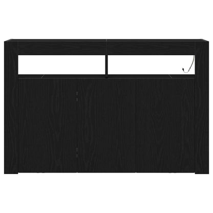 Sideboard Sort Eg 116 X 30 X 75 Cm Konstrueret Træ - Billede 7