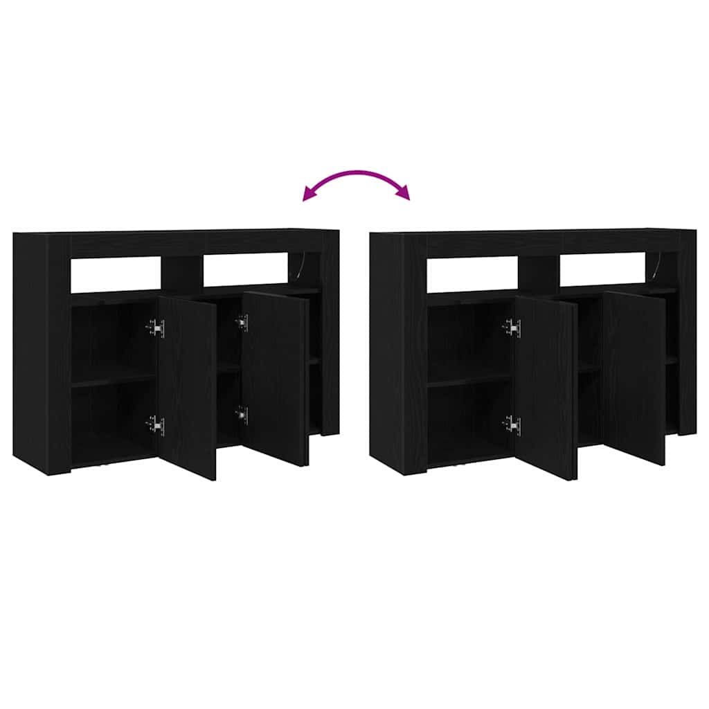 Sideboard Sort Eg 116 X 30 X 75 Cm Konstrueret Træ - Billede 13