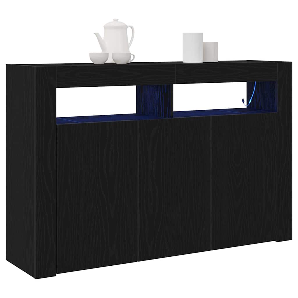 Sideboard Sort Eg 116 X 30 X 75 Cm Konstrueret Træ - Billede 3