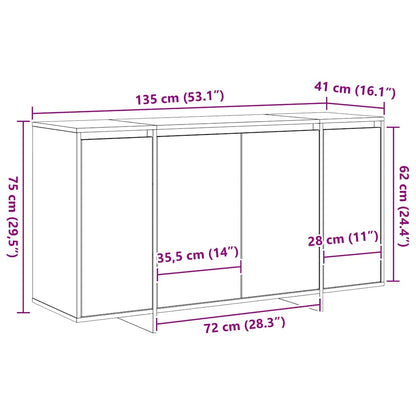 Sideboard 135 X 41 X 75 Cm Konstrueret Træ - Billede 12