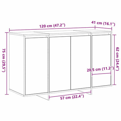 Sideboard 120 X 41 X 75 Cm Konstrueret Træ - Billede 12