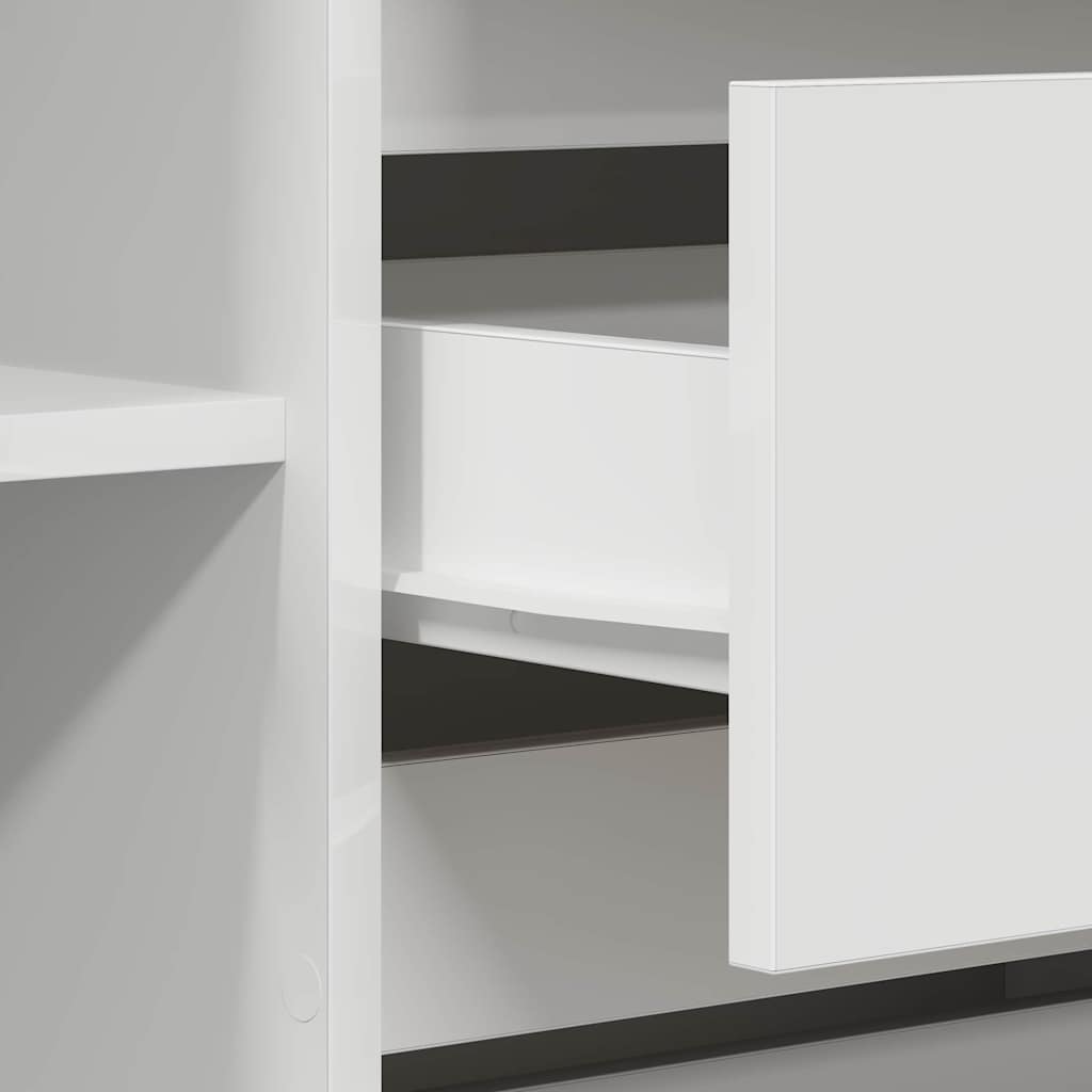 Sideboard Med Skuffe Hvid 120 X 41 X 75 Cm Konstrueret Træ - Billede 11