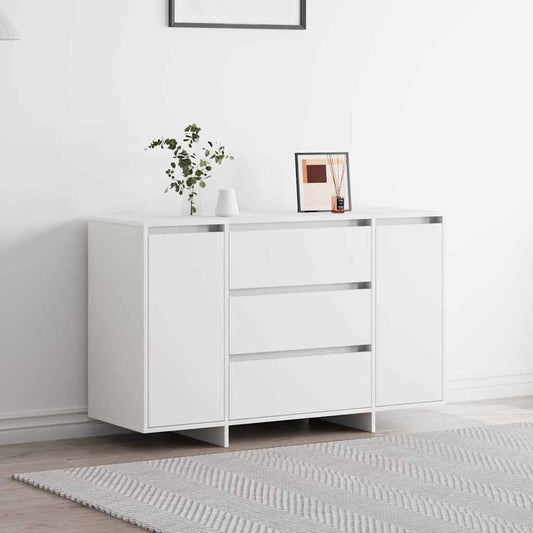 Sideboard Med Skuffe Hvid 120 X 41 X 75 Cm Konstrueret Træ - Hovedbillede