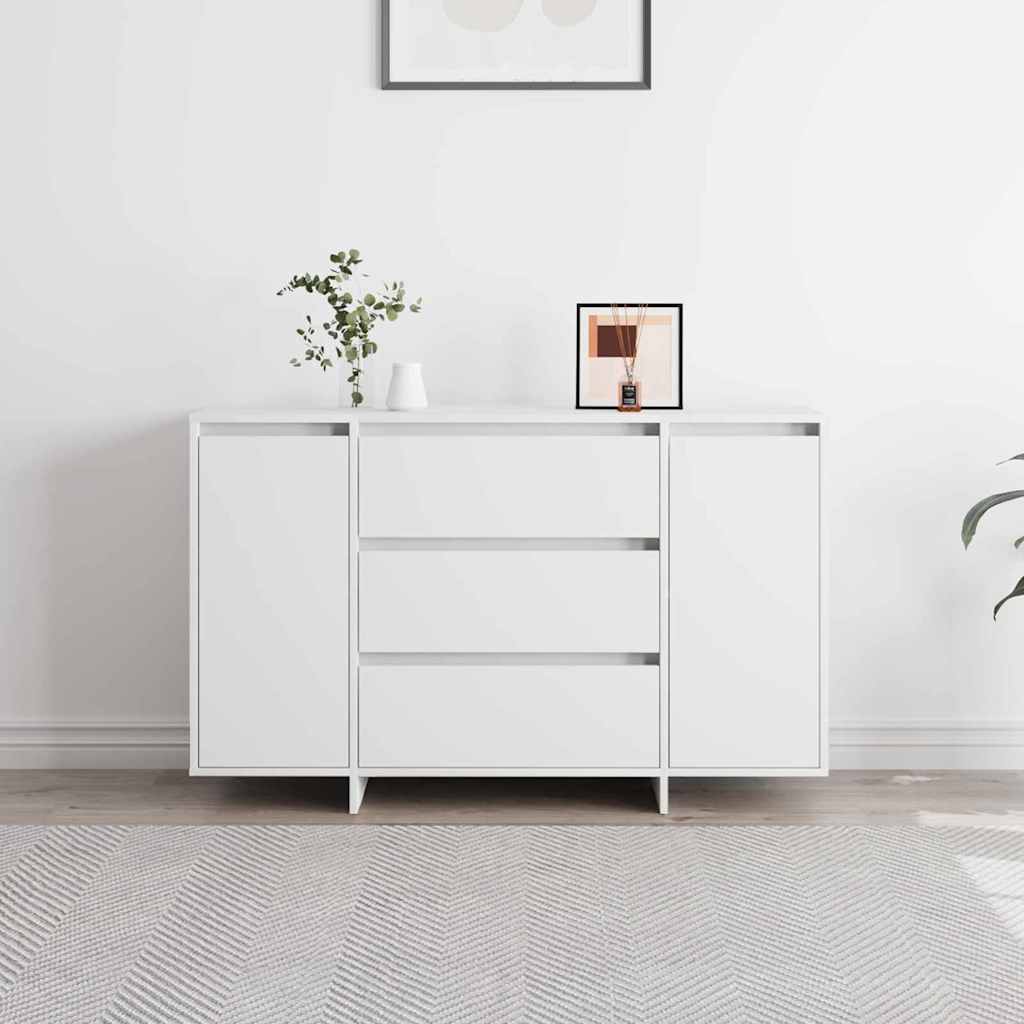 Sideboard Med Skuffe Hvid 120 X 41 X 75 Cm Konstrueret Træ - Billede 4